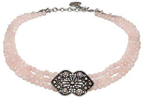 Alpenflüstern Trachten-Perlen-Kropfkette Lissy - elegante Trachtenkette - nostalgischer Damen-Trachtenschmuck, filigrane Dirndlkette (rosa-rosé) DHK317