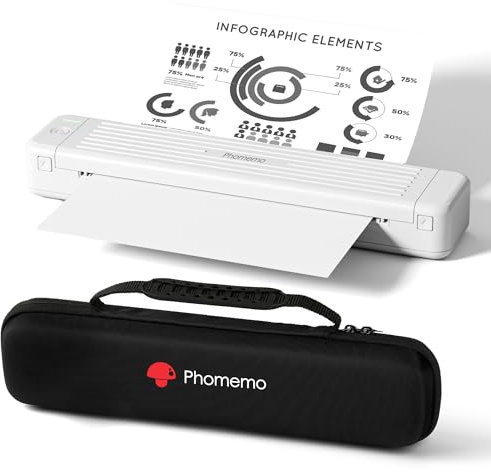 Phomemo P831 Thermodrucker, 300dpi Mobiler Drucker A4 für für Kleine Unternehmen, Autos, Verträge, Reisen, Monochromer Drucker Portable Kompatibel mit Android und iOS, mit 1 Aufbewahrungsbox