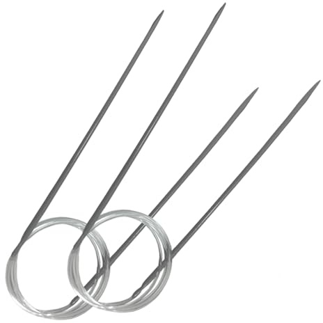 JYC CREATIVE 2 uppsättningar av cirkulära sticknålar i metall, dubbla spetsar sticknålar 3 mm till 80 cm fast, för nybörjare och yrkesverksamma, manuella projekt och textilier, (2 st, 3 mm)