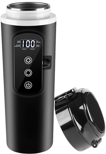 Bollitore elettrico da viaggio 12 V – 24 V per auto, 500 ml in acciaio inox con accendisigari da 12 Volt per acqua calda, caffè, caffè, auto, camion, viaggi, campeggio, (50 W-100 W)