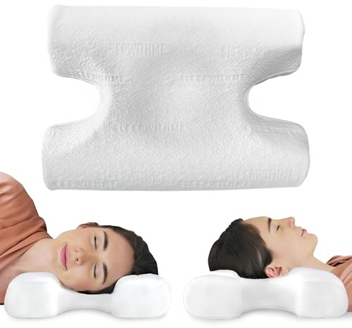 sleepwithme. Beauty Anti-Aging Travel Pillow - Compact Cooling Contour Memory Foam Pillow for Sleeping- Home, Hotels, Camping, On-the-Go Side, Back, Stomach Sleepers - Soft Low-Medium Loft 18 x 13