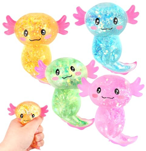 4 Stück Squeeze Spielzeug, Glitzer Squeeze Toys Stressspielzeug Stress Relief Toy Entzückende Squishy Toy Zappelspielzeuge Stress Toy für Kinder und Erwachsene