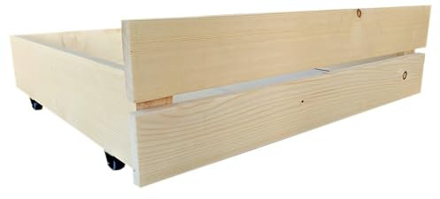 Lermowood Palettenbett M2 2 x Bettschubladen Natur 30cm | Bettkästen Holzbett kisten Massivholzbett