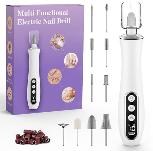 Nagelfräser für Gelnägel kabellos, elektrische Nagelfeile bis zu 10000 U/min, 10 Geschwindigkeitsstufen einstellbar, 10 hochwertige Nagelpflegeaufsätze, Pediküre-Maniküre-Set