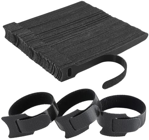 100 bridas de negro – 150 x 12 mm reutilizables con – Gestión de cables para casa, oficina y jardín