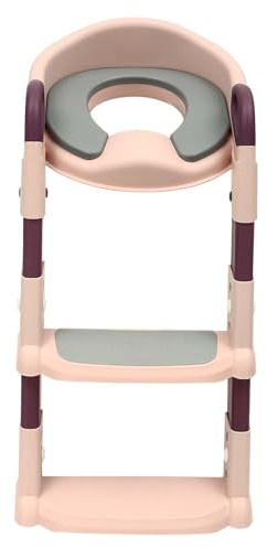 Sedile WC per bambini con scale, regolabile in altezza e pieghevole, per WC per bambini, con piedini imbottiti e antiscivolo, per bambini e bambine (rosa)