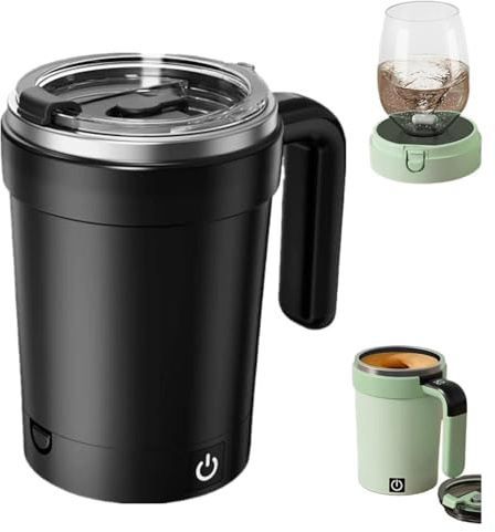 Tazza Automescolante, Tazza Automatica con Agitazione, Tazza da Caffè Magnetica da 380 ml con Display della Temperatura e Coperchio, Tazza Automatica Ricaricabile per Mescolare Latte, Cioccolata Calda
