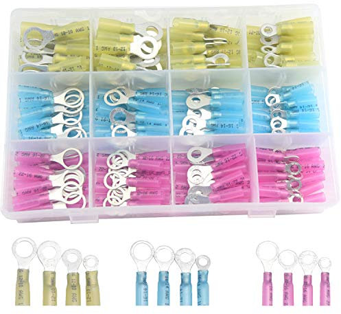 CEEYSEE 200PCS Heat Shrink Wire Connectors Kit Electrical Ring Terminal Connectors-Wire Crimp Connectors （RRZ)