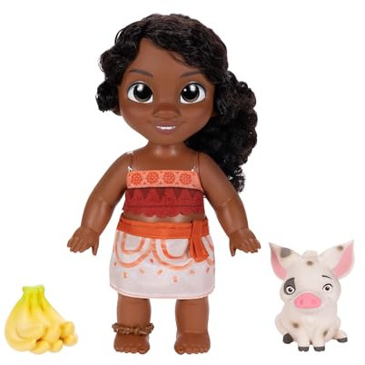Disney Vaiana 2 Muñeca Simea & Pua Playset de Jakks Pacific, Altura de 28 cm, Incluye 1 Outfit de muñeca, 1 Pua, 1 Manojo de Plátanos de Plástico, Sugerido para Mayores de 3 años +