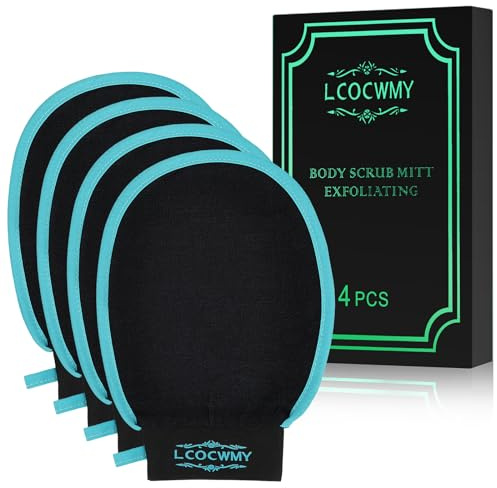 LCOCWMY Exfoliating Gloves, (4pcs) Durable Body Scrub, Dead Skin Remover & Body Scrubber Exfoliator, Body Exfoliating Gloves for Shower, washcloth exfoliating, exfoliating Glove for Smooth Skin