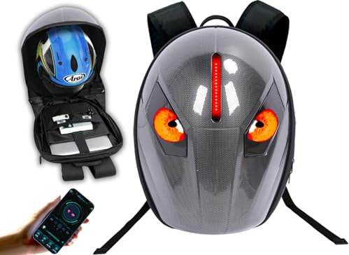 Bewinner LED Motorradrucksack mit 3D Hartschale - Programmierbarer Vollfarbbildschirm & Wasserdichter Reiserucksack für Outdoor-Aktivitäten (Motorrad Tasche mit Farbdisplay)