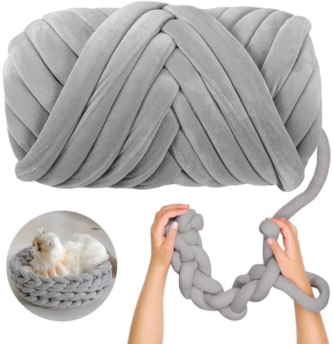 Ryvera Dicke Wolle Garn zum Häkeln, Chunky Yarn Schlauchgarn, 500g Sperrige Armstricken für DIY Basteln, Anfänger, Decken, Kissen, Rucksack