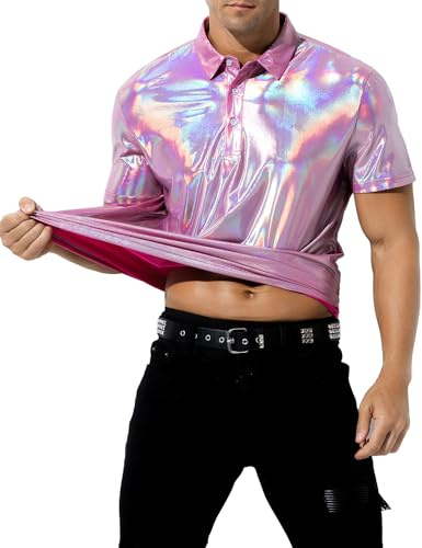 Casey Kevin Metallica T Shirt Camicia Uomo Anni 70 Abbigliamento da Discoteca Party Shirt Giacca Paillettes