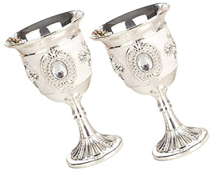 OKUMEYR 2pièces Coupe à Vin Vintage Gobelet Alliage Coupe à Vin Rétro Pour Maison Fêtes