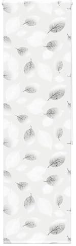 vidaXL Shower Roller Blind - Grey Leaf Pattern - Water- PEVA - 60x240 cm - Adjustable Child-Safe Bathroom Shade
