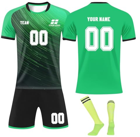 Custom Football Jersey Adult/Kids Football Jerseys Personalised Name/Number/Team/Logo Football Uniform Active Athletic Suit Soccer Socks T-Shirts Pants Kits Tracksuits A21 Green