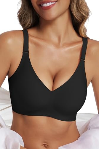 Vtelor Non Wired Bras for Women Seamless Wireless Push Up Bra Support Sleep Comfort Bralettes for Womens Ladies Soft Tshirt Padded Bra Small to Plus Size (UK, Alpha, XL, Regular, Regular, Black)