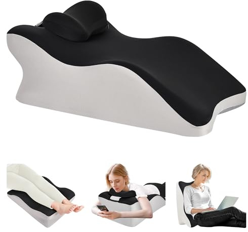 Aduken Reading Pillow for Bed, Adult Memory Foam Ergonomic Back Support Pillow for Sitting up, Prone Pillow Face Down Sleep, Wedge Pillow for Back Pain Relief