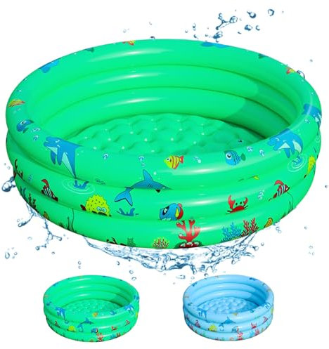 Shyllin 80x80x22cm Aufblasbarer Kinderpool,Three Ring Inflatable Paddling Pool,Planschbecken für Kinder,Babypool Play Pool (Grün)