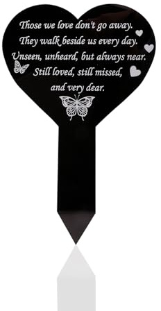 Bojueshaw Memorial Plaque Stake,Acrylic Remembrance Signs for Graves,Weatherproof Garden Memorial for Loved Ones & Pets(Heart)