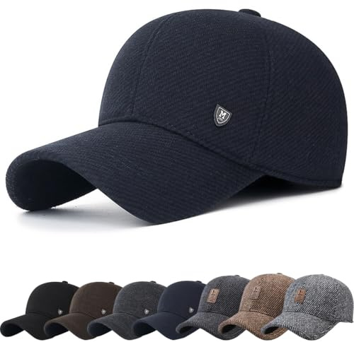 DURINM Berretto da Baseball Invernale Uomo con Paraorecchie Cappello Fodera Cappellino Winter Baseball cap with Ear Flap Cappello Baseball Invernali