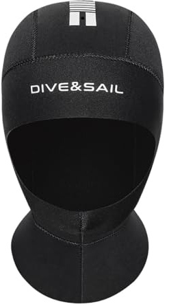AMSLSIU Dive Sail 5MM Gorros de Buceo Neopreno CR Super Elástico A Prueba de Viento Capucha Cubierta Cuello Traje Neopreno protección Solar Gorro natación para Hombres