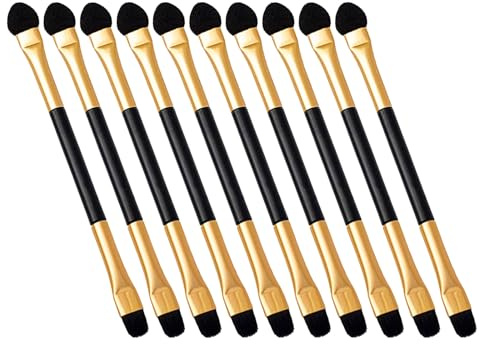 NOLITOY 50 Pinceles para Sombra de Ojos de Doble Extremo Cerdas Suaves y Punta de Esponja, Aplicador Compacto Reutilizable para Difuminar y Aplicar Brillo, Adecuado para Maquillaje
