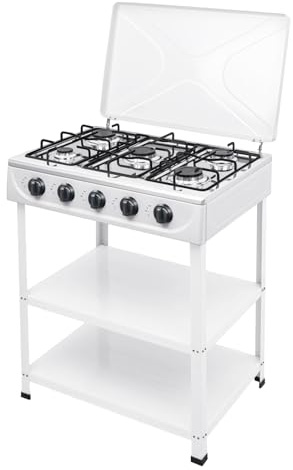 Fornello a gas portatile a 5 fuochi con potenza di 2,5 kW, stabile fornello a gas compatto, efficiente fornello da campeggio per cucina esterna, giardino, picnic e scopi di cottura mobili all'aperto
