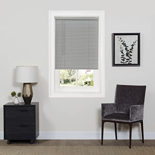 Cordless Room Darkening Mini Blind - 31 Inch Width, 64 Inch Length, 1 Slat Size - Gray - Cordless GII Deluxe Sundown Horizontal Windows Blinds for Interior by Achim Home Decor