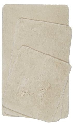 Homie Living Badteppich, Badematte kuscheliger Flauschiger weicher Flor l rutschfest und Waschbar Porto Azzurro (70 x 120 cm, Beige)