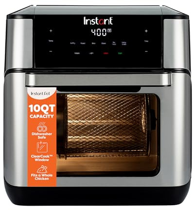 Instant Pot 10QT Air Fryer, 7-in-1 Functions with EvenCrisp Technology that Crisps, Broils, Bakes, Roasts, Dehydrates, Reheats & Rotisseries, Includes over 100 In-App Recipes, Stainless Steel