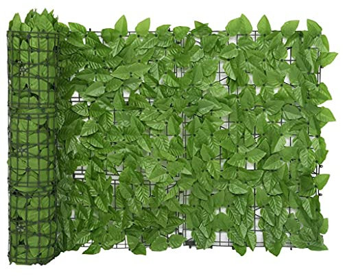 vidaXL Balkon Sichtschutz mit Grünen Blättern Windschutz Balkonverkleidung Balkonbespannung Sichtschutzhecke Terrasse Zaun 500x75cm