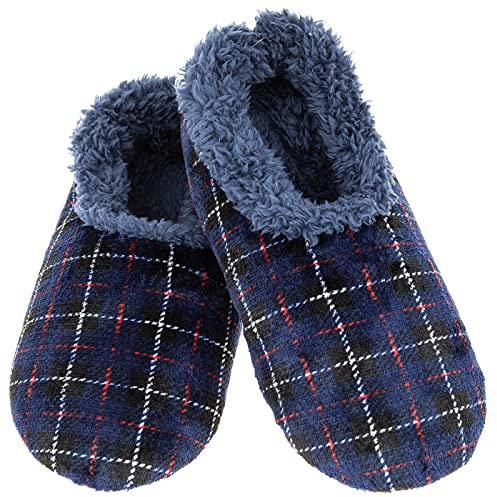 Snoozies! Men's Velour Fleece Lined Men’s House Slippers - Super Soft with Non-Slip Sole - sizes from 6-11