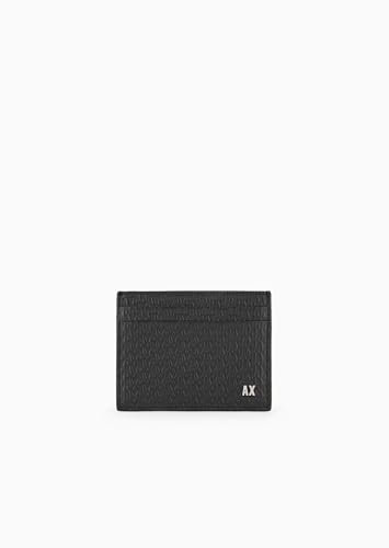Armani Exchange All Over Debossed Card Case, Accessorio da Viaggio-Porta Carte da Uomo, Nero-Nero, Small