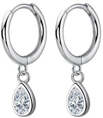 Hmzidz Zirkonia Ohrringe Hängend Tropfenform,Kreolen Mädchen 925 Sterling Silber,Glitzer Diamant Creolen Klein,Hängeohrringe mit Zirkonia,Modeschmuck Hoops Ohrhänger für Damen Frauen