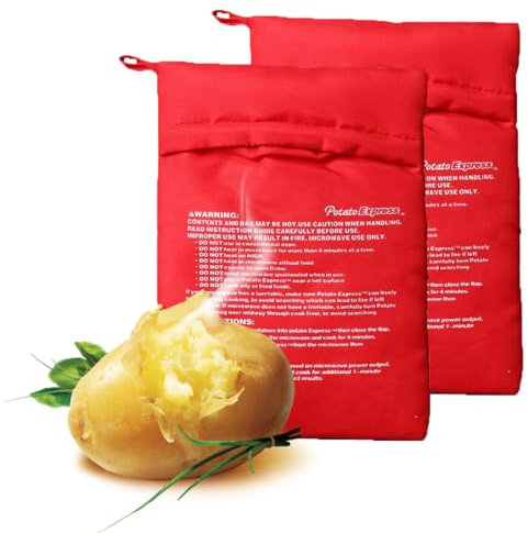Aililong Pack de 2 bolsas reutilizables para patatas al horno perfectas en color rojo