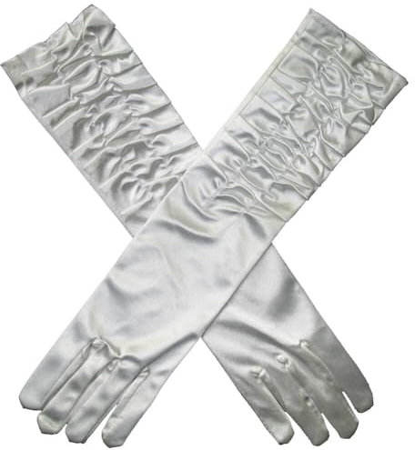 Asudaro Satin Brauthandschuhe Plissierte Abendhandschuhe Mittellange Hochzeitskleid Handgelenk Lange Finger Handschuhe Braut Hochzeit Shows Urlaub Parteien Proms und Bankette Hand Dekor Beige