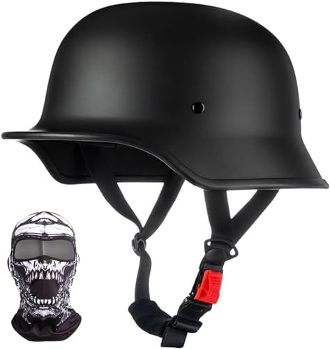 Retro Deutscher Stil Motorrad Halbhelm Retro Halbschalenhelm mit DOT/ECE Genehmigt Vintage Offenem Helm Jet-Helm Für Männer Und Frauen Fahrrad Cruiser Chopper Moped Roller B,L=56-57CM
