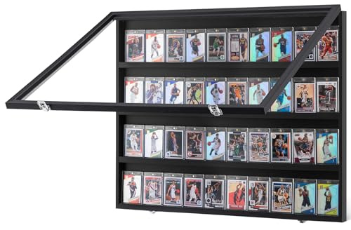 VEVOR Scatola Espositiva Trasparente Vetrina di Carte Sportive, 617 x 775 x 55 mm Cornice di Carte Collezionabili Calcio Basket Hockey, Protezione UV PC Vetro, Armadietto Muro Serratura, 35 Graduate