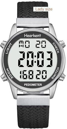 Hearkent Reloj podómetro para mujer, rastreador de fitness, reloj deportivo resistente al agua, contador de calorías, reloj de pulsera con pantalla digital grande, personas mayores, mujeres, ancianos