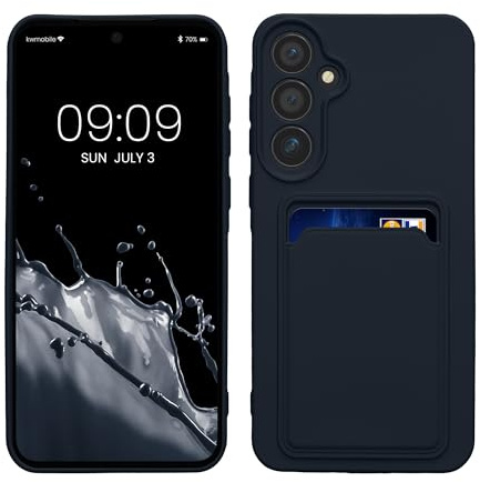 kwmobile fodral kompatibelt med Samsung Galaxy A55 5G fodral – TPU telefonskydd med kreditkortshållare – mörkblå
