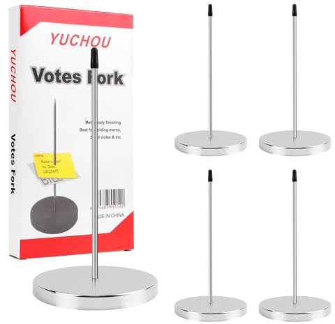 4 Stück Zettelspießer Notizspikes Quittungshalter Bonspießer Metall Kassenbon Halter Bon Aufspießer mit Rundfuß für Restaurantküche Büro Hotel(Silber)