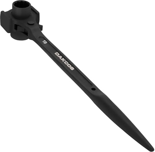 DAKCOS Cricchetto per ponteggi, 19/22 mm, 3 in 1, reversibile, destra/sinistra, in CR-V, con fosfatazione nera resistente alla corrosione