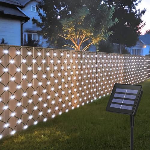 CCILAND Rete luminosa solare per esterni, 3 x 2 m, 200 LED, rete luminosa con 8 modalità, rete luminosa a energia solare, per esterni, impermeabile, per cespugli, giardino, gazebo, recinzioni, balcone