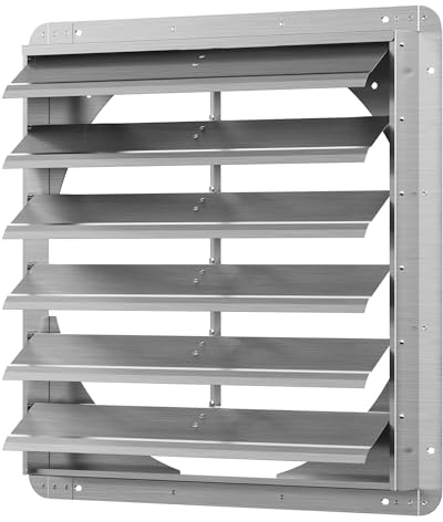 24 Inch Galvanized Shutter Exhaust Louver Vent, Automatic Gravity Shutter Louver Vent for Home Attics, Workshops, Barn, Greenhouse (Motor&Blades are not Included)