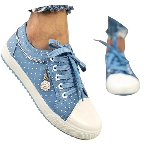 Generisch Dirndl, scarpe per costume tradizionale bavarese, scarpe da donna Dirndl, scarpe da ginnastica piatte eleganti e confortevoli, accessori in rete, scarpe per il tempo libero, blu, 37