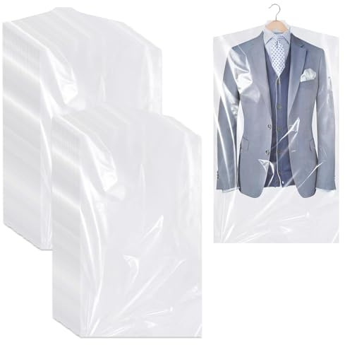 70PCS Fundas para Ropa Transparentes 90 x 60 cm Gran resistencia Fundas Ropa Armario de Plástico Bolsas Antipolvo para Colgar Camisas Vestidos Chaquetas y Trajes Apto para el almacenamiento prolongado