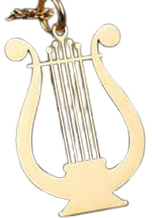 LKBEADS Collier pendentif minimaliste en forme de harpe, en argent sterling 925, avec chaîne câble de 45 cm plaquée or | LKD_3DM_00687