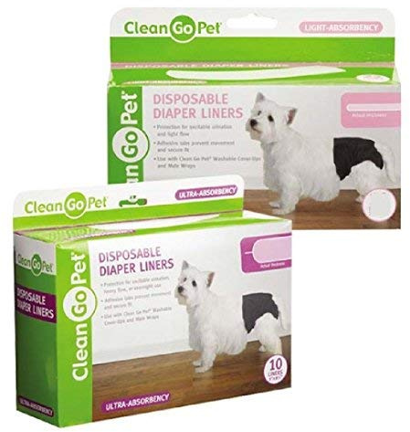 Clean Go Disposable Doggy Diaper Liners Light Absorbancy Dog House Potty Training 44 Pack