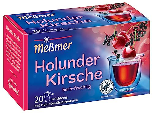 Meßmer Holunder-Kirsche | 20 Teebeutel | Vegan | Glutenfrei | Laktosefrei